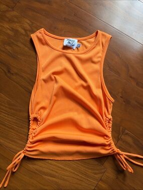 Princess Polly Bright Orange Side-Ruched Tank
